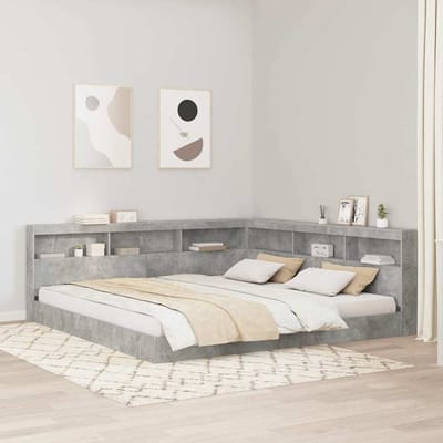 vidaXL Opberghoofdbord met plank Beton Grijs 200 cm Bewerkt hout