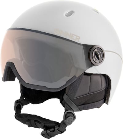 Sinner Titan Visor Trans+ Skihelm Met Vizier 2023 | Orange Cat 1-3 | Matte White | Maat: 63 - 64 cm