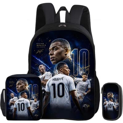 Rugzak 3-delige Set M-Mbappe Boekentas Voetbalster Schoudertas Etui kind Mochila Sport Schooltas Kinder Cadeau Rucksack