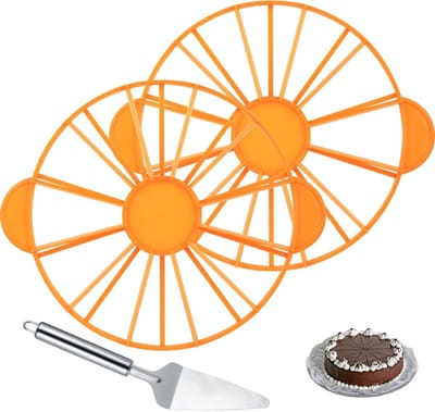 Cake Divider Set voor Perfecte Taartverdeling - 2 Stuks, Verstelbare Taartcutter voor 10/12 en 14/16 Stukken, Inclusief Taartschep en Plastic Divider