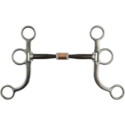 Mors western snaffle voor paard met platte koperen takken Pool's