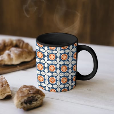 Magische Mok - Foto op Warmte Mokken - Koffiemok - Traditioneel - Tegel - Oranje - Magic Mok - Beker - 350 ML - Theemok