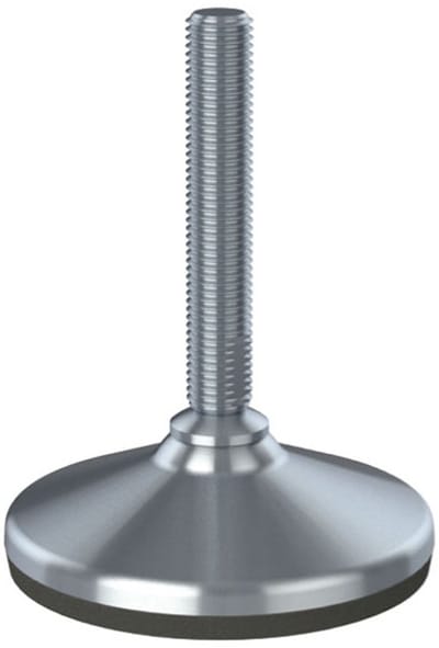 Roestvrijstalen voet M16x100 met voetplaat van 105 mm, voorzien van rubberen pad + inzetstuk 50x50x2 mm - Set van 4