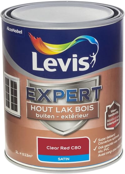 Levis - Expert Hout Lak Buiten Satin Mix - Clear Red C80 - Mengverf - 1 L