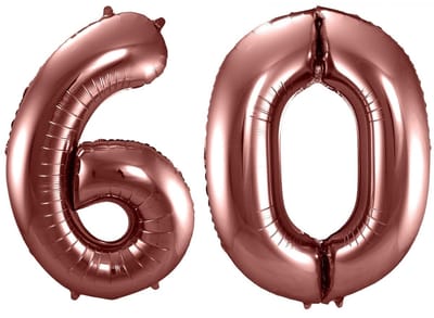 Folat Verjaardag Leeftijd folieballon - 60 jaar - rosé goud - 86 cm - cijferballon groot