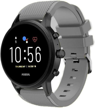 Strap-it Siliconen swartwatch bandje - geschikt voor Fossil Gen 5 / Fossil Gen 5e 44mm / Fossil Gen 6 44mm - grijs