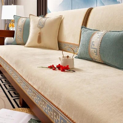 Luxe Sofahoezen in Chinese Stijl Effen Chenille Antislip Bankkussen voor Woonkamer Sofa's Handdoek Universele Leunstoel Slipcover 70x70cm 1pcs