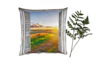 Sierkussens - Kussentjes Woonkamer - 40x40 cm - Doorkijk - Platteland - Landschap - Zon