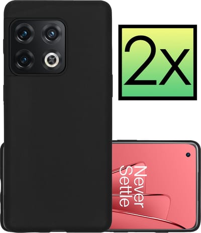 Hoesje - 2 Stuks - Geschikt voor OnePlus 10 Pro - Sterk & Shockproof - Case Siliconen - Back Cover - Telefoon Hoes - Zwart
