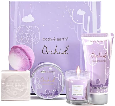Body & Earth - Orchid Sensation - Verwenpakket Orchidee - Verjaardag Cadeau Vrouw - Wellness bath - Geschenkset vrouwen, moeder, vriendin, oma, geliefde - Cadeautje voor haar