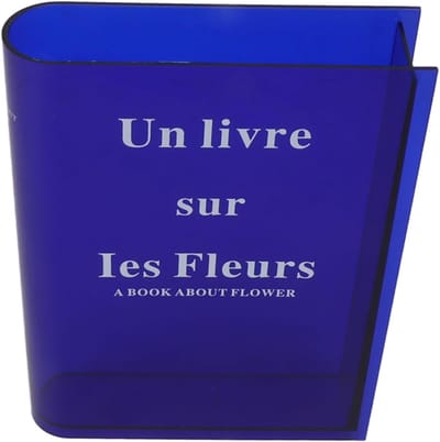 Boek Vaas Acryl - Boekvormige Vaas - Bloemen Decoratie - Kristalheldere Afwerking - 21 x 16 x 5 cm - Blauw