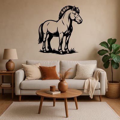 BR2Laser Fjord paard – Wanddecoratie – Lasergesneden Hout – Paarden kunst – 75 cm Breed