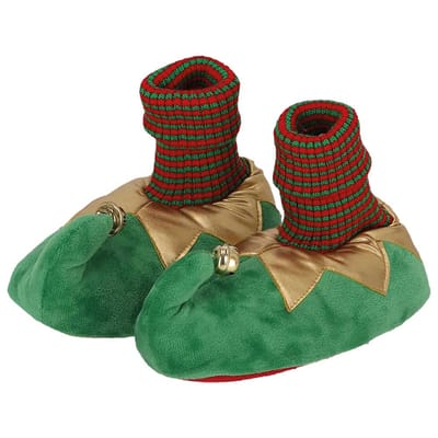 Kerstsloffen kids - Elfthema - Groen - Maat 23/24 - kerst pantoffels - kerst sloffen - Sloffen jongens - Sloffen meisjes