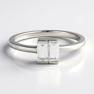 Cavill - Zilveren Verstelbare Ring met 2 Cambodjaanse Briljant Trapgeslepen Zirkonen 0,917 ct - 925 Sterling Zilver - Platina Plating - Elegant