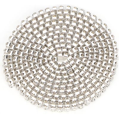 1m DIY Wikkelrol Kristal 3mm Strass Ketting Sierlint Decoratie Knutselen (wit) gray