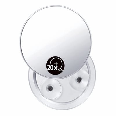 JHUBERS- Vergrotingsspiegel 20x - 15 cm Ronde Spiegel - Draagbaar - 3 Zuignappen - Elegante Acrylframe - Perfect voor Make-up