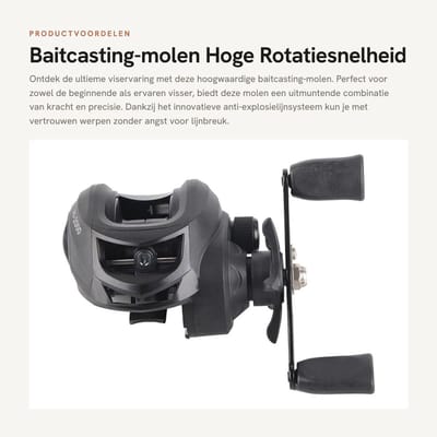 Dailygoods- Baitcasting-molen Gouden Hoge Rotatiesnelheid - Anti-explosielijnremsysteem - Stevige Metalen Behuizing - Glad Slijtvast Ontwerp - 260 G - Hoge Efficiëntie - Vismolen