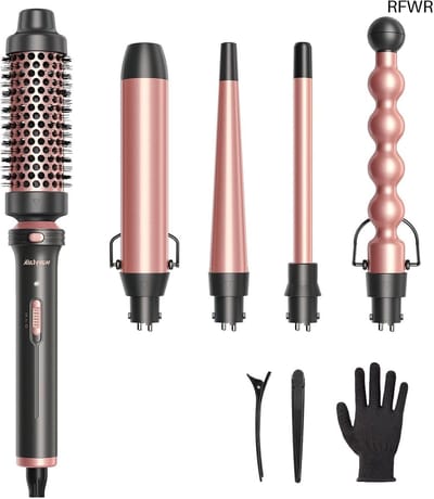 RFWR® 5-in-1 Krultangset met Verwisselbare Krulspelden en Hittebestendige Handschoen