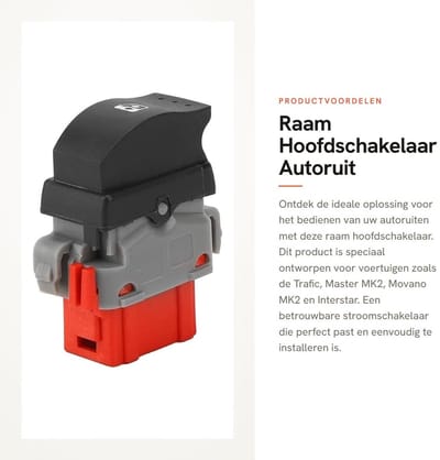 Dailygoods - Raam Hoofdschakelaar - Autoruit Bedieningsknop - Betrouwbare Stroomschakelaar - Geschikt voor Trafic en Movano - Hoogwaardige Kwaliteit -...