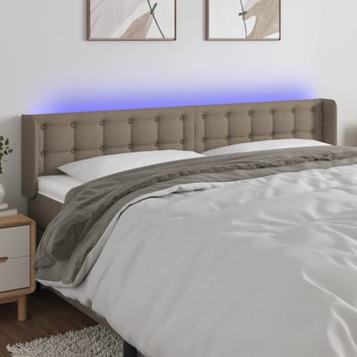 vidaXL - Hoofdbord - LED - 203x16x78/88 - cm - stof - taupe