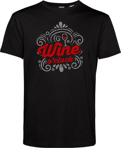 T-shirt Wine 'o Clock | Oktoberfest dames heren | Lederhosen man | Foute party | Zwart | maat XS