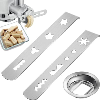 Geschikt voor roestvrijstalen gebakaccessoires in 8 vormen voor vleesmolens en koekjesmakers, Geschikt voor modellen 5, 8 en 10.