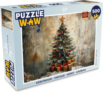 Puzzel Kerstboom - Vintage - Kerst - Cadeau - Legpuzzel - Puzzel 500 stukjes - Kerst - Cadeau - Kerstcadeau voor mannen, vrouwen en kinderen