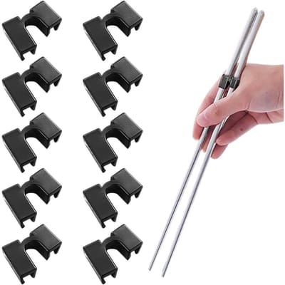 TOVBMUP Chopsticks Assistors - 10-Pack - Chopsticks Training Aids - Kinder Chopsticks - Eethulp benodigdheden - Bestek - Herbruikbaar - Kunststof materiaal - Geschikt voor volwassenen en kinderen