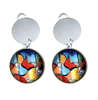 Clip oorbellen -Rivka- rood- zilverkleur-geen gaatje-Charme Bijoux