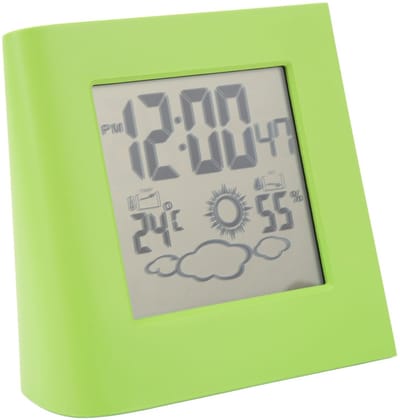 By shayne - Milieuvriendelijke wekker - Zonne-energie - Digitale bureauklok - Groen - Opladen op zonne-energie - Binnen gebruik - 14 x 10 cm