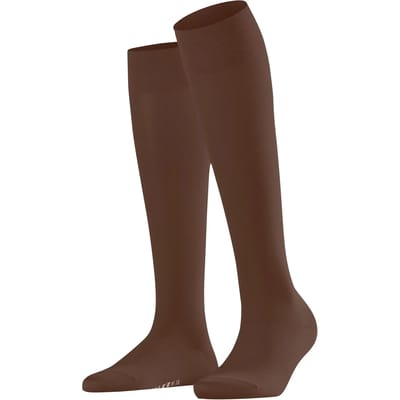 FALKE Cotton Touch lang eenkleurig katoen kniekousen dames bruin - maat 35-38