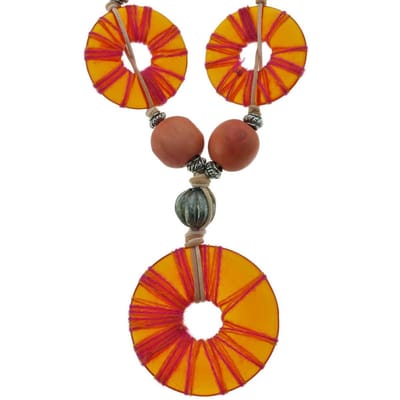Behave - kleurrijke ketting met ronde en houten kralen - nikkelvrij, 56 cm, modeaccessoire