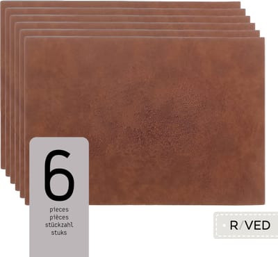 Raved Placemats - Set van 6 Stuks - Vera - Bruin - Kunststof - Eettafel - Onderlegger - Waterafstotend