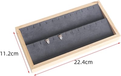 Sieraden Organizer - Juwelen Display - Sieraden Opbergen - Houten Structuur - 22.3cm x 11.2cm - Donkergrijs