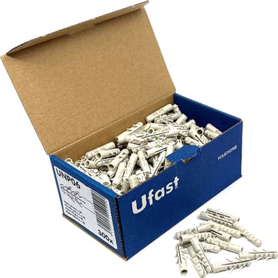 UFAST plug Ø 6 x 30 mm - Nylon - Universeel gebruik - Grijs - 300 stuks