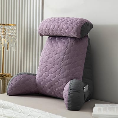 Extra Groot Leeskussen - Lendensteun Rugsteun - Ontspannen Lezen TV - Met Nek Armsteun - 75x40x58 cm - Paars