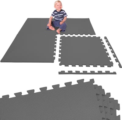 Kinder Speelmat Grijs - 4 Delen van 50 x 50 cm - EVA Puzzelmat 100x100 cm - Vloermat Kruipmat