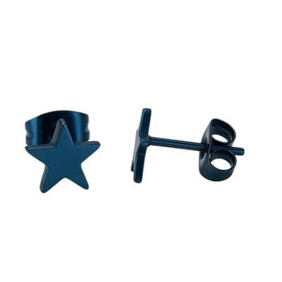 Aramat Jewels | Oorbellen | Ster oorstekers blauw RVS – 8mm opvallend | | | |8mm | Staal | Kinderen, Volwassenen | Verkleurd niet