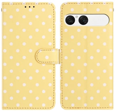 Hoesje Geschikt voor Sony Xperia 10 VII | Polka Dot Wallet Book Case | Portemonnee Hoesje | 3 Pasjes | Magneetsluiting | Stand Functie | Geel