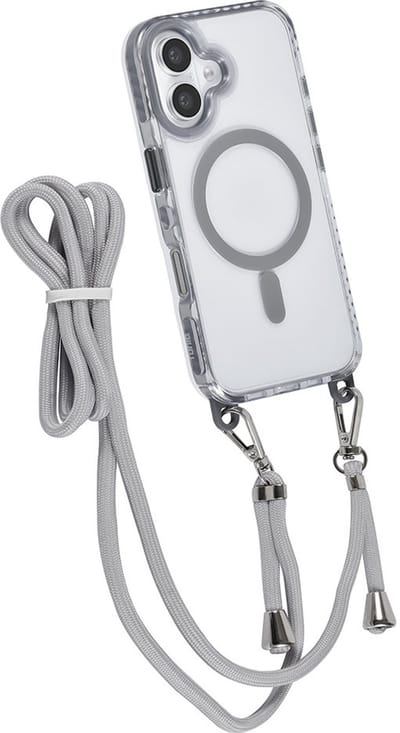TUNIQ iPhone 16 Hoesje met Koord - MagSafe Compatible - Grijs