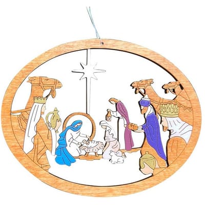 Kleur Uitgeholde Kerststal Hanger Kerstboom Houten Hangende Ornament Kerstdecoratie beige