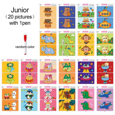 Trouvez Différentes Cartes de Jeux avec Stylo Effaçable Jouets Cartes Jeu Éducatif Montessori pour Enfants Entraînement de la Concentration Réutilisable TMZ yellow