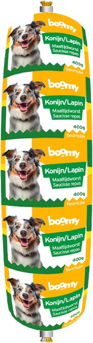 Boomy - Maaltijdworst - Hondenworst - Vers vlees - Konijn - 4 x 400g