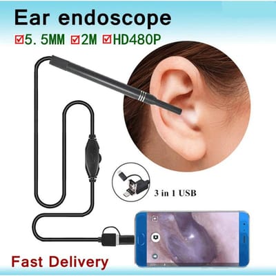 Caméra HD Mini USB Endoscope Nettoyeur d'Oreille Électronique Outil de Nettoyage pour l'Enlèvement de Cérumen Cuillère à Picking d'Oreille Visuelle Intelligente Qualité Professionnelle noir