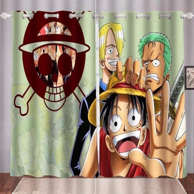 Monkey D Luffy Home Cartoon Gordijn One Piece Schattige Print Lichtfilterende Gordijnen Woonkamer Slaapkamer Hitte- en Zonbescherming 280x180cm