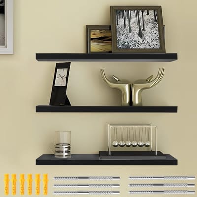 Set van 3 Witte Houten Wandplanken, 40 x 15 cm, Decoratieve Planken voor Kaarsen, Boeken en Fotografie