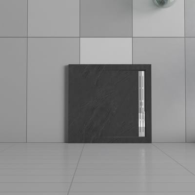 Serie Daisy - Douchebak - Mat Zwart Natuursteen Look - 80x80 - Vierkant - Polystone  - Excl. Sifon Daisy