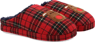 Kerst Special! Frenzy- Dames Pantoffel - Christmas Reindeer – Rood geruit - Maat 41