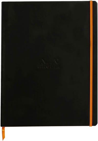 SnelShoppen - Soepel A4+ Schrift Zwart - 160 Afscheurbare Gelijnde Pagina's - Imitatieleer met Leeslint en Elastieksluiting - Perfect voor Notities, S
