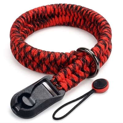 Camouflage rode verstelbare camera polsband met snelkoppeling – DSLR en spiegelloze camera hand strap met metalen ring